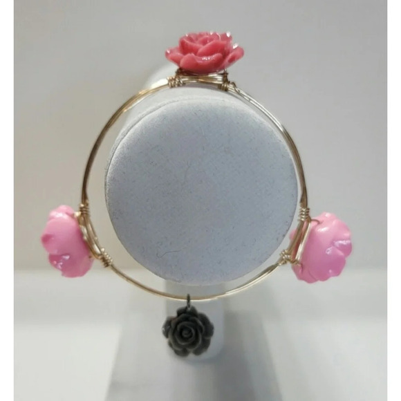 Roses Gold Toned WireWrapped Bangle - Picture 3 of 6